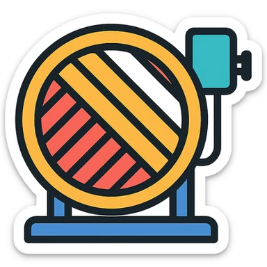 simplified circular weaving machine, icon style, side view sticker