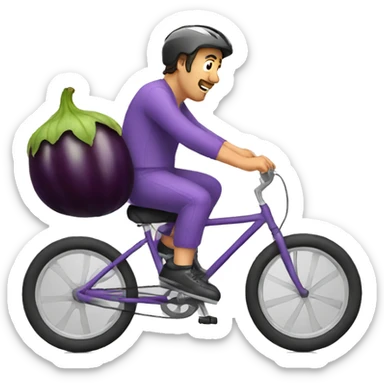 Man riding a bike on a eggplant sticker
