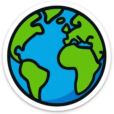 cartoonish planet earth sphere with bright colors, no background sticker