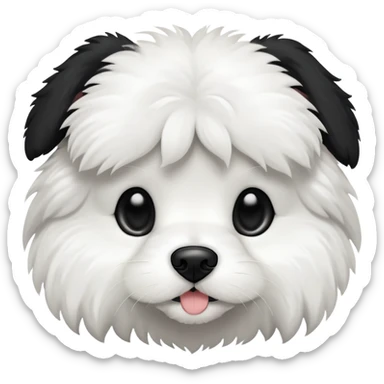 A black and white cavaton (cavalier King Charles spaniel and coton de Tulear) dog with black from his ears to around his eyes and white around his mouth and nose  sticker