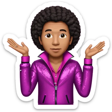 Smokey Robinson with long dark brown afro hair, magenta sequin outfit  sticker