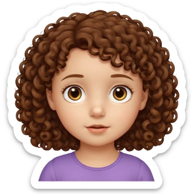 3yr old girl little curly brown hair brown eyes sticker