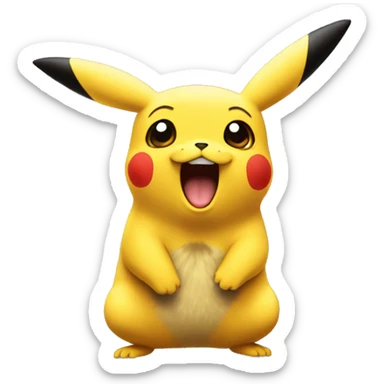 a singular surprised pikachu, in the style of a cartoon targeted towards grown men, realistic sticker