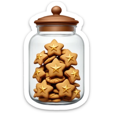 Realistic glass cookie jar with brown lid full of stars ginger cookies sticker