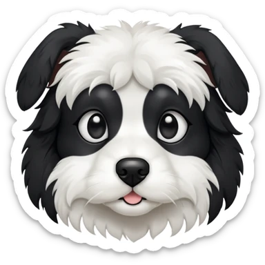 A black and white cavaton (cavalier King Charles spaniel and coton de Tulear) dog with black from his ears to around his eyes and white around his mouth and nose  sticker