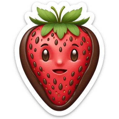 strawberry halfway covered in chocolate sticker