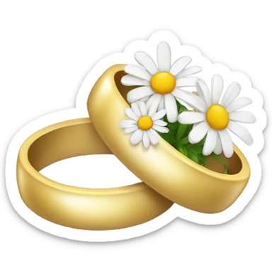 two wedding rings and a daisy bouquet  sticker