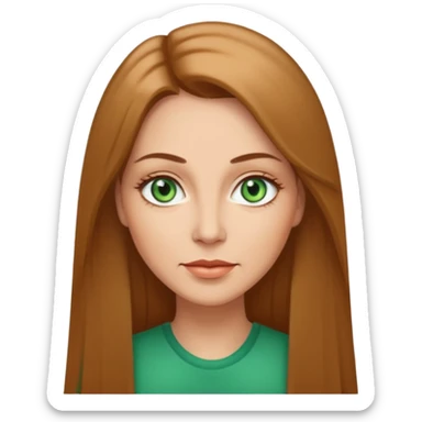 Pretty middle age woman with green eyes and long straight light  brown hair  sticker