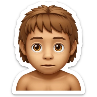 cute Neanderthal child with big eyes emoji style sticker