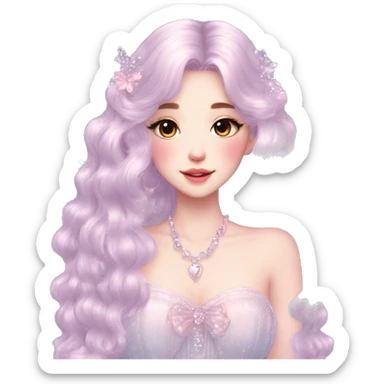 Dreamy pretty VOGUE elegant kawaii shiny blushing shy lady pastelcore kawaii beautiful hair fairycore cottagecore jewels trending aesthetic sticker