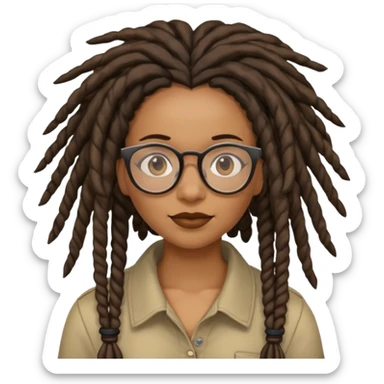 black Dreadlocked librarian lady with glasses sticker