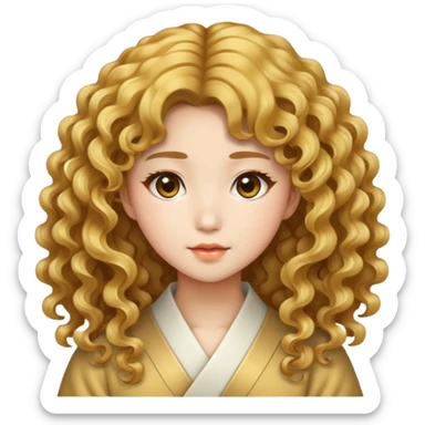 Japanese girl with big golden wavy curly hair sticker