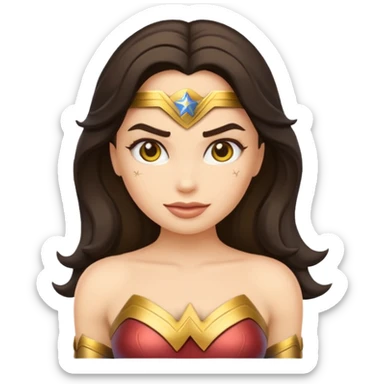 create a yellow emoji of wonder woman. style old emoji sticker