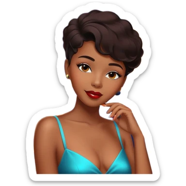 Black jazz singer girl in front of a Parisian jazz club at night, neon sign, Eiffel Tower visible sticker