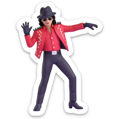 Michael Jackson iconic pop star wearing signature hat and glove, performing dance move pose 4 sticker