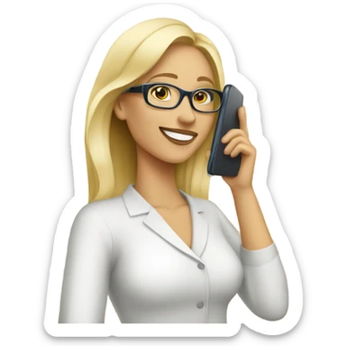 Beautiful Blonde woman wearing glasses calling on cell phone sticker