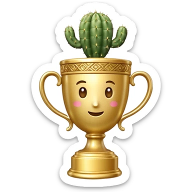 gold cactus cup trophy sticker
