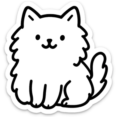 cute fluffy cat hand drawn outlined icon sticker