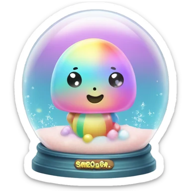Kawaii rainbow pastel bedazzled bean with big butt in an under the sea snow globe  sticker
