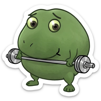 potato lifting weights meme style sticker