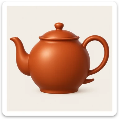 Create a teapot similar to the reference image but without a face, just the teapot itself. Make it a little shiny with a moderate red color #c05734 in an emoji style. sticker