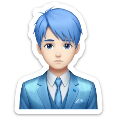 ethereal-pastel-transparent-translucent-gorgeous-spectral-dark-greyish-blue-whitish-gloomy-spectral-anime-poltergeist-man-with-blue-hair-with-a-beautiful-suit sticker