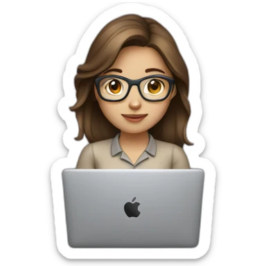 programmer girl with brown hair working with MacBook sticker