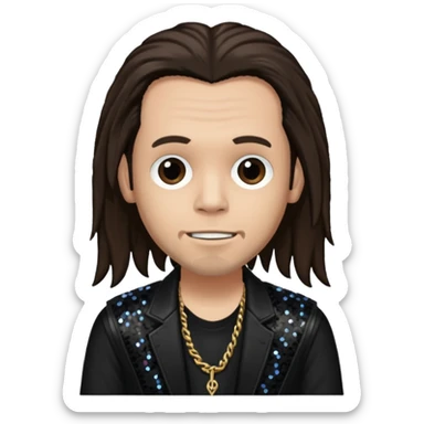 James Munky Shaffer from Korn with long dark brown hair, light tan skin, black sequin outfit sticker