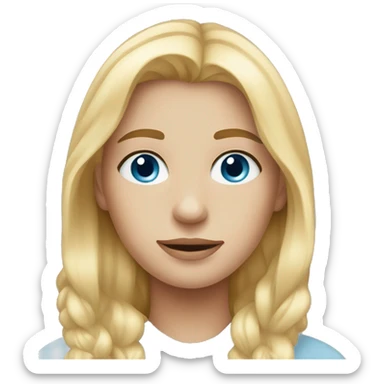 Blonde girl with blue eyes and a light Blue Pullover. sticker