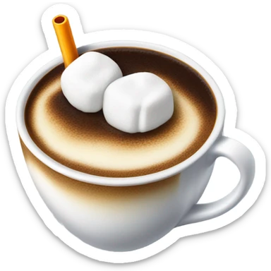 cup of coffee with marshmellows and straw sticker