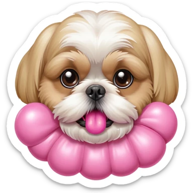 Blonde Shih tzu blowing bubblegum from its mouth sticker