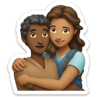 couple hug with warm smiles brown woman brown man sticker