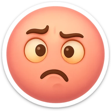 pink face with confused expression emoji, digital illustration, no background sticker