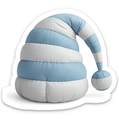 blue and white striped sleep cap in cushion style sticker
