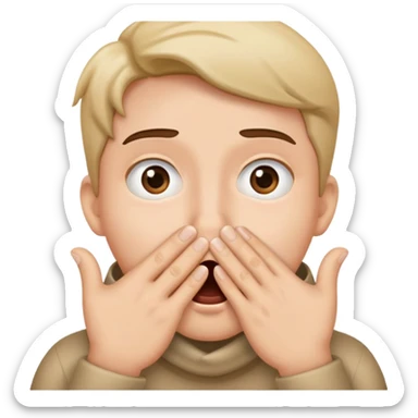 Stunned emoji covering mouth with two hands sticker