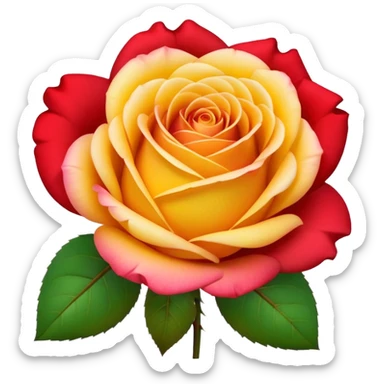 roses with gradient on petal starts yellow and bottom is red  sticker
