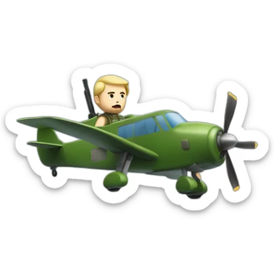 white man with small beard flying plane playing airsoft sticker