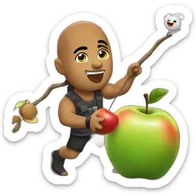 THE ROCK eat a Apple and fly on a stick sticker