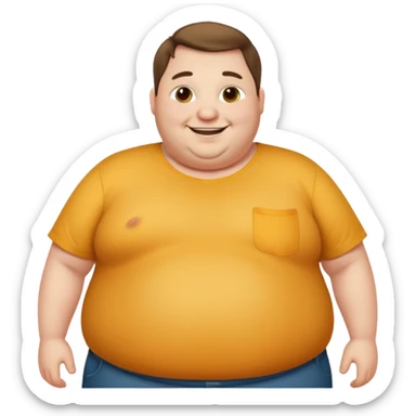 Hombre obeso mórbido con la barriga saliendo de la camisa sticker
