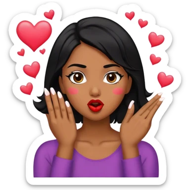Mulher morena cabelos negros mandando beijos  sticker