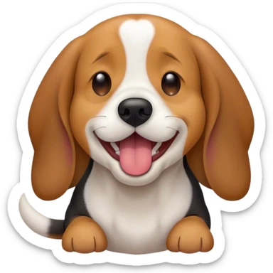 Cinematic Cute Yawning Beagle Portrait Emoji, Head tilted slightly with a dramatic, wide-open yawn, showcasing a soft tri-color coat of white, brown, and black, floppy ears slightly drooping, round hazel eyes barely open in drowsy contentment, Simplified yet irresistibly adorable features, highly detailed, glowing with a soft, cozy glow, high shine, relaxed yet expressive, stylized with a touch of whimsy, bright and endearing, soft glowing outline, capturing the essence of a sleepy yet affectionate pup, so drowsy it feels like it could stretch right out of the screen and curl up for a nap! sticker