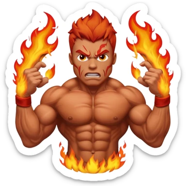 burning angry bodybuilder red haired man sticker