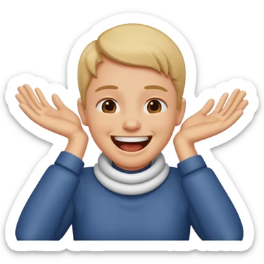 A person laughing with their hands around neck chocking sticker