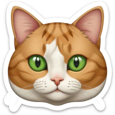 Half-eared grey striped green-eyed Scotch fold, cute cat sticker