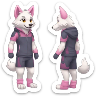 An full body furry anthropomorphic wolf in love rosy cheeks. Anthro sticker