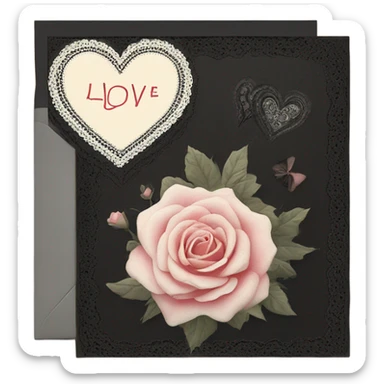vintage valentine’s day card black sticker