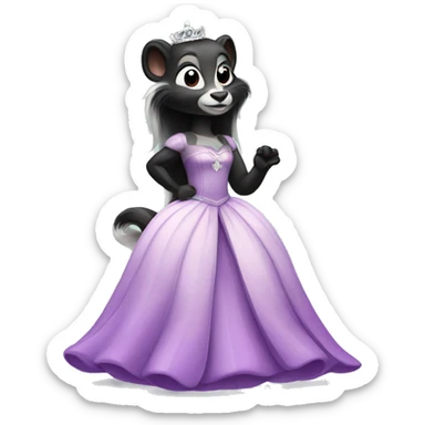 Skunk in a princess dress sticker