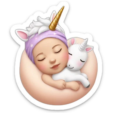 Sleeping white Newborn with unicorn headband sticker