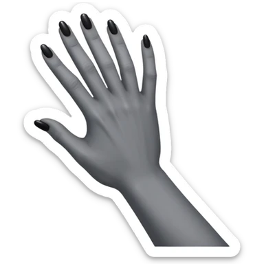 front view of a grey colored arm and hand reaching out with black nails sticker
