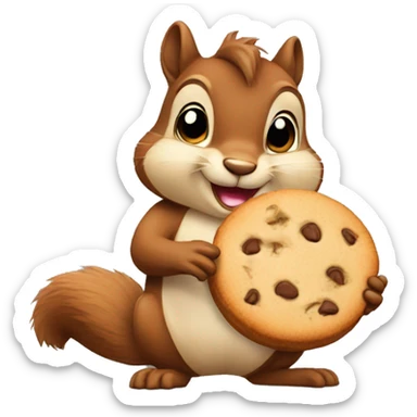 a squirrel holding a cookie sticker